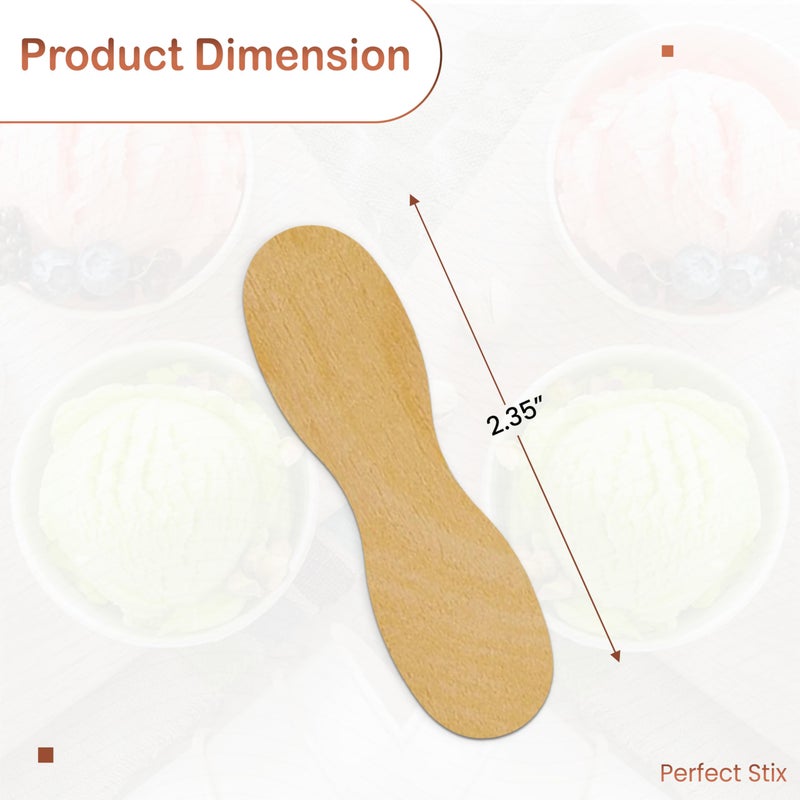 Perfect Stix - 60mm-100 60mm Birchwood Plain Taster Ice Cream Paddle Spoon, 2-3/8" Length (Pack of 100) - Image 2
